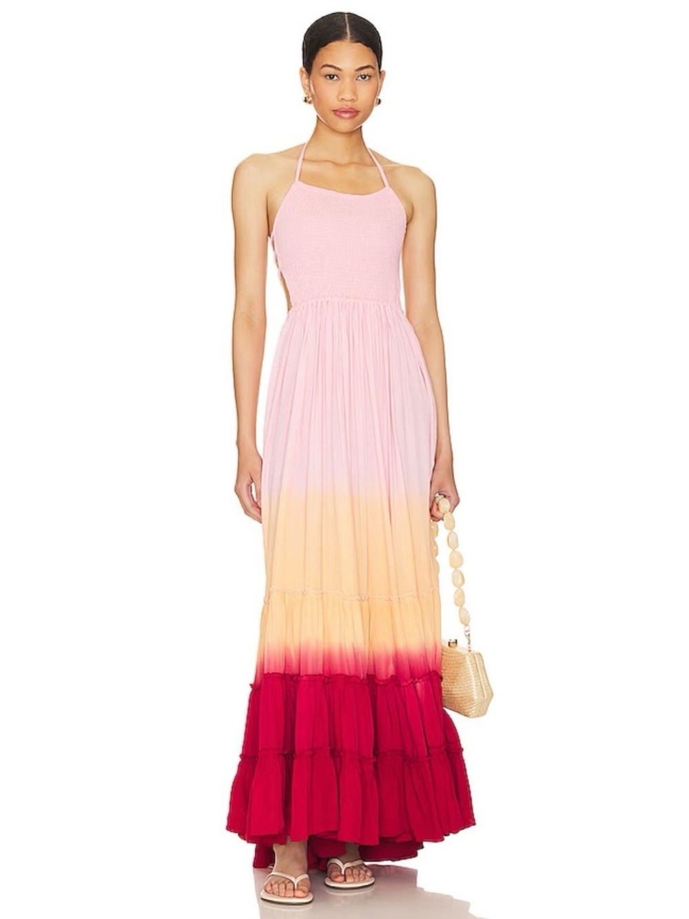 NWT Tiare Hawaii Naia Pink Orange Ombré Maxi Dress Size M/L
